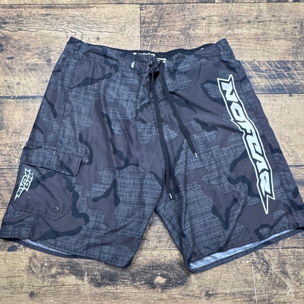 No fear Men's Cargo Shorts Camouflage‎ Pattern Size XXL Drawstring Waist